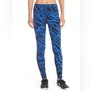 Nike Epic Lux Palm Print Leggings Dri-FIT Zone Sculpting Pant Blue Black Size M
